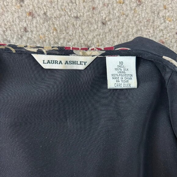 Vtg Y2K 90s Laura Ashley Floral Silk Blouse Ruffle Billowy Boho Size 10 Women's - Picture 5 of 5